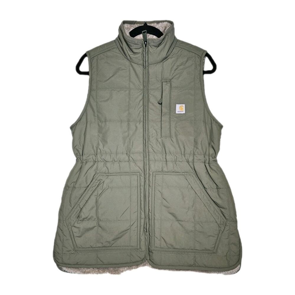 NWT Carhartt Green Relaxed Fit Quilted Full Zip Lined Vest XS OV7100W